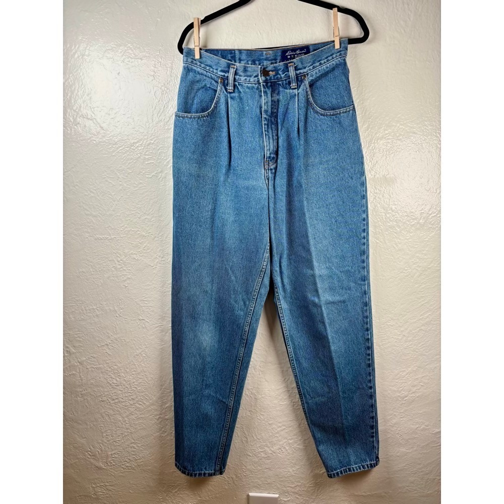 Eddie Bauer Relaxed Fit Jeans 12 High Rise Pleated Tapered Women Mom Retro 90s